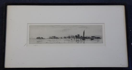 William Lionel Wyllie (1851-1931) Portchester Castle 3 x 11.75in.